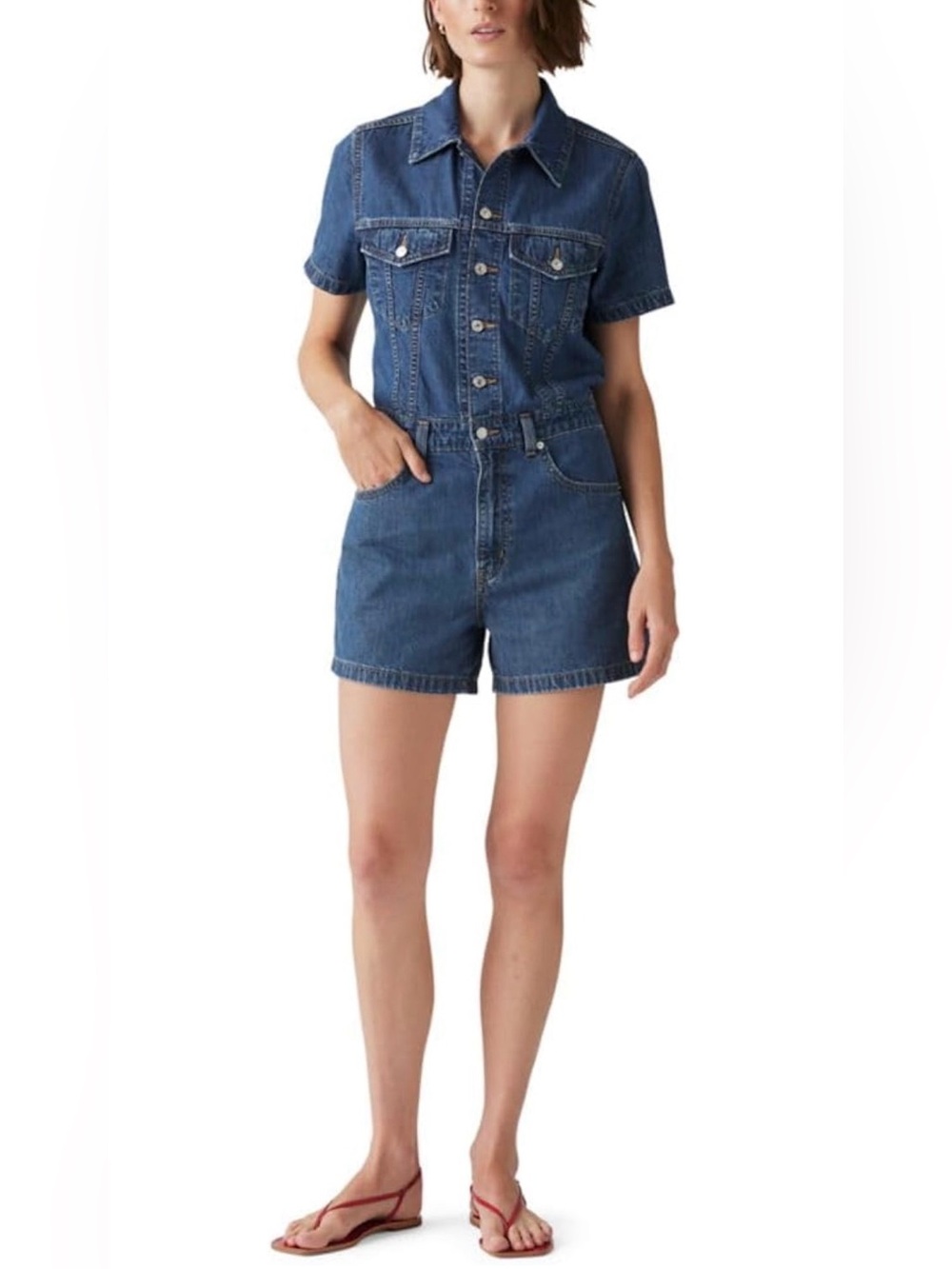 NWT - Levi's Women’s Blue Denim Short One-Piece Romper